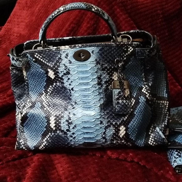NWT Coach multidark denim embossed python gramercy - Picture 3 of 16